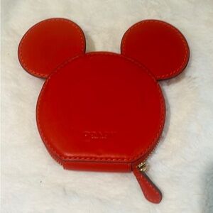 Coach x Disney Mickey Mouse Leather ears Coin Purse F59071 RED